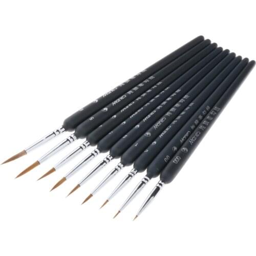 Miniature Micro Fine Detail Liner Artist Paint Brush 9Pc Art Nail Model