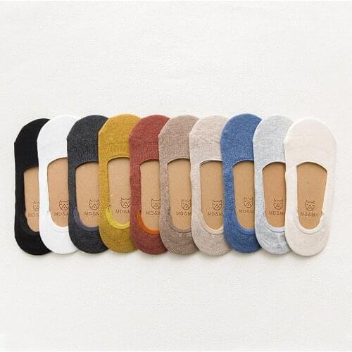 5 pairs Spring summer women Low socks Solid color fashion Cotton wild shallow mouth invisible socks female slipper socks