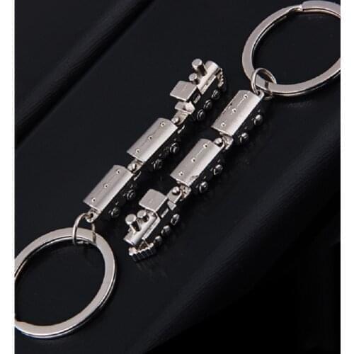New Fashion Mini Train Model Alloy Keychains Metal Keyring Creative Key Fob Car Pendant Bag Charm For Men And Women