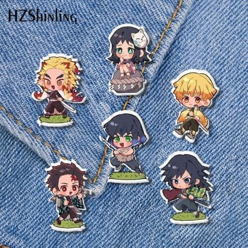 2021 New Anime Demon Slayer Kimetsu no Yaiba Acrylic Lapel Pin Kamado Nezuko Epoxy Butterfly Clasp Pin Handmade Butterfly Brooch
