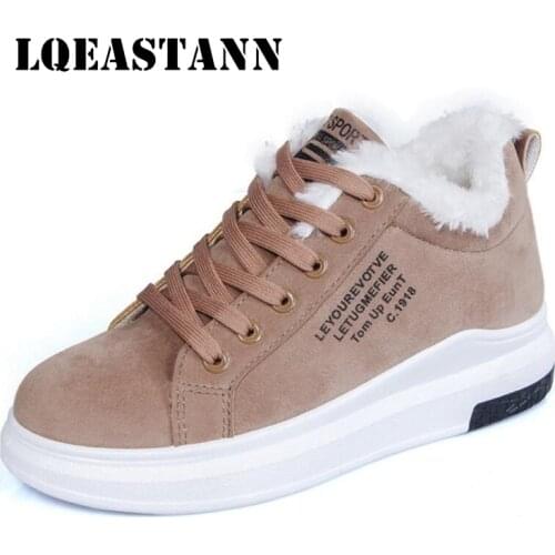 New Winter Womens Cotton Shoes Plus Velvet Thick-Soled Warm Snow Womens Boots Casual Lace-Up Fashion Sports Shoes Cotton Boots
