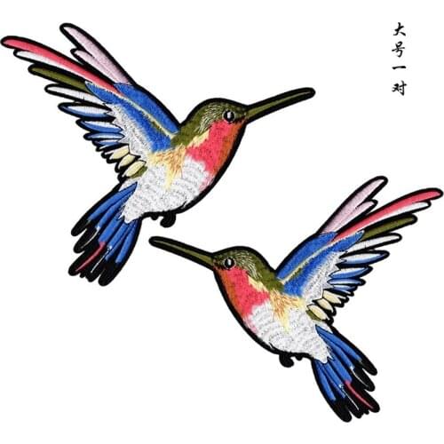 New Arrival Flying Kingfisher Birds Bird Flower Patches Iron on Patch for Clothing Embroidered Appliques Clothes Sticker
