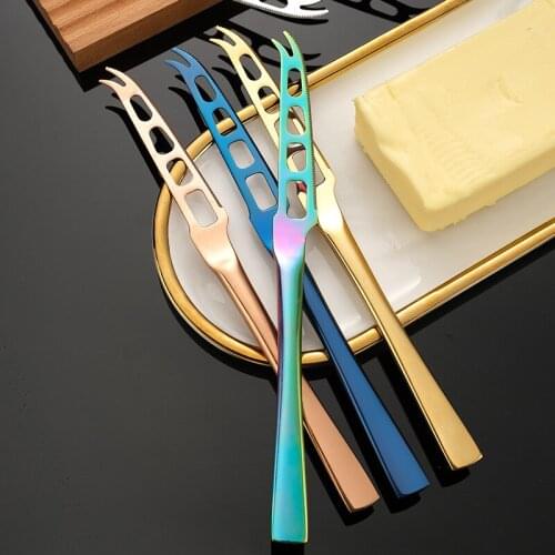 Stainless Steel Cheese Butter Knife With Two Teeth With Holes For Butter Bread Jam Cheese Knife Butter Knife