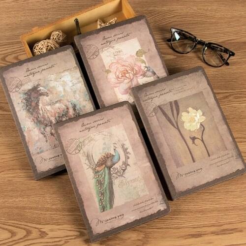 Retro Notebook Printed Rose/Lotus/Lavender/Camellia Creative Notepad Traveler Diary School Office Supply