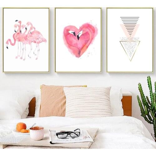Flamingo Pineapple Geometry Love Quote Wall Art Canvas Painting Nordic Posters And Prints Wall Pictures For Living Room Decor