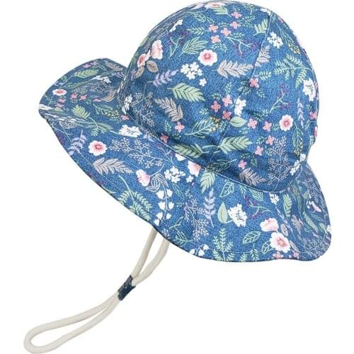 New 2020 Spring Girls Flowers Sun Hat Big Brim Hats Girls Lovely Sun Basin Hats Children Floarl Beach Caps Kids Fisherman Hat