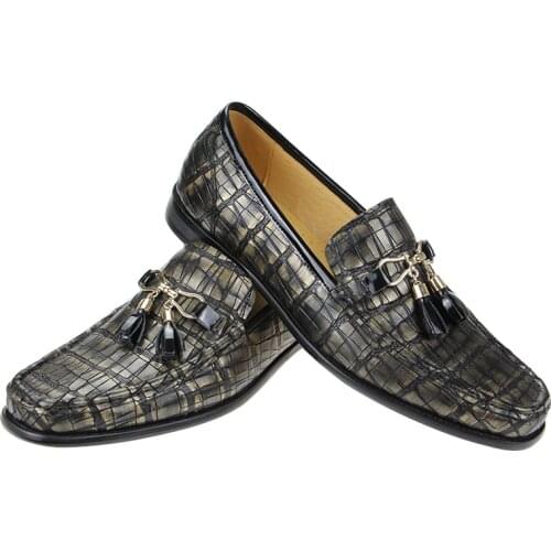 Luxury Mens Loafers Designer High Quality Genuine Leather Fashion Soft Moccasins Tassel Casual Breathable Slip-On Print Man Shoe