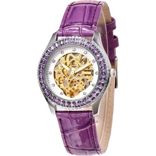 In 2021, full automatic mechanical womens watch, diamond belt womens earth watch