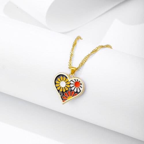 VG 6YM Fashion Multicolour Dripping Oil Heart Pendant Necklace Simple Design Choker Necklace for Women Party Jewelry Wholesale