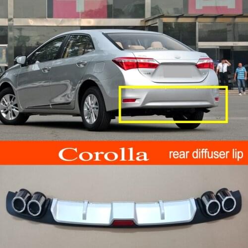 Corolla 14-18 ABS Plastic Silver / Black Car Rear Bumper Rear Diffuser Spoiler Lip for TOYOTA Corolla 2014-2018 Sedan