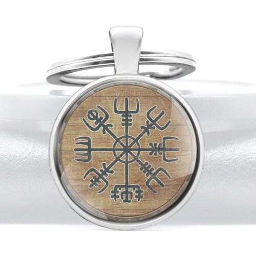 Mysterious Viking Symbol Design Charm Glass Dome key Chains Men Women Key Ring Jewelry Gifts