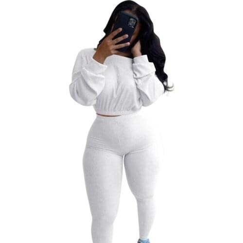 Ladies Fashion Rib Sports Casual Suit