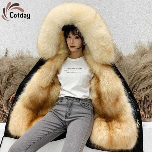 Coday Office Lady Haining Fur Overcomes Fashion Womens New Coat 2021 Detachable Fox Fur Liner Ladies Winter Warm Coats