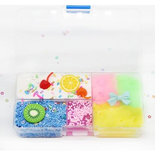 1 box Colorful Fruit Slime DIY Slime Toys Cherry Cotton Clay Cute Elasticity Plasticine Blue Crystal Clay Stress Relief Toy
