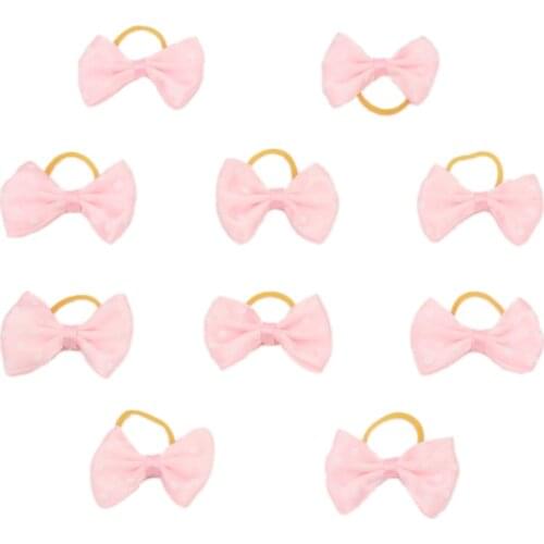 10/20pcs Dog Bows Polka Dots Pink Ribbon Bowknots Long Hair Dogs Yorkshire Hair Accessories chien accessoires pour chiens