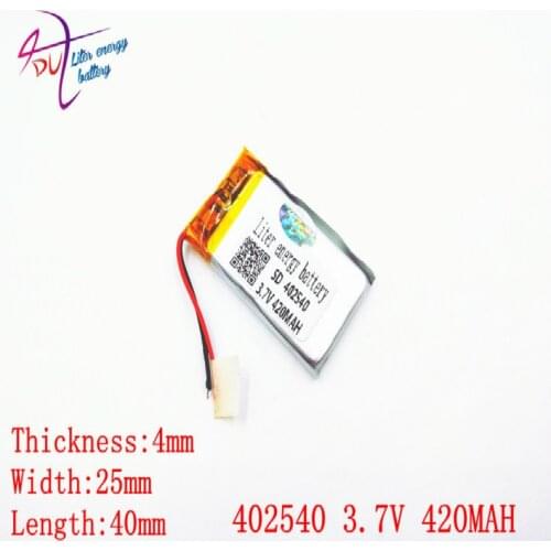 10pcs 3.7V 420mAh 402540 Lithium Polymer LiPo Rechargeable Battery For Mp3 Mp4 PAD DVD DIY E-book bluetooth