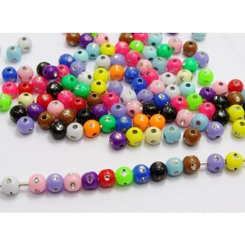1000 Mixed Colour Sparkling Silver Dots Acrylic Round Beads 4mm
