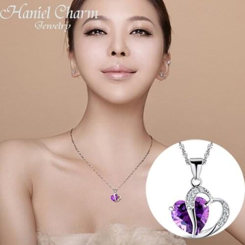 2021 new Hot Cakes 6 Colors Top Class Lady Fashion Heart Pendant Necklace Crystal Jewelry New Girls Hot Sale Gifts