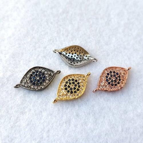 5 Pcs Jewelry Handmade Micro Pave CZ Cubic Zirconia Eye shape Connector Accessoires for DIY Bracelet Charm Jewelry CT534