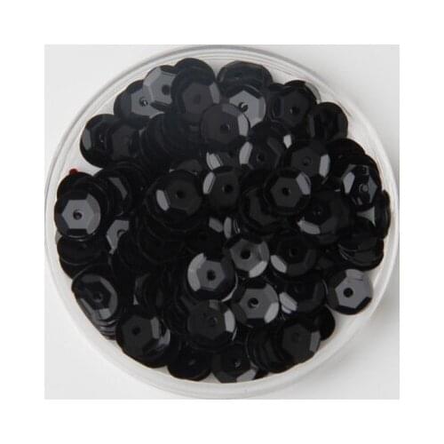 50g(1650pcs) 8mm Cup Sequins for Craft Silver-based Embossing Black Confetti Spangles