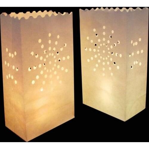 50 Pcs 25cm White Paper Lanterns Candle Bag LED light Heart For Romantic Birthday Party Wedding Event Decoration