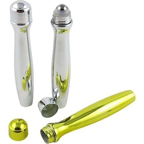 500 x 15ML UV Plasted Eye Cream Roll on Bottle Steel Bead Cosmetic Eye Essence Packing Roller Bottle Gold Silver Color