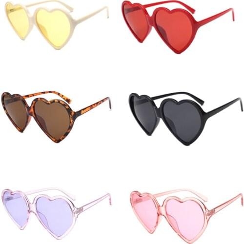 90S Vintage Glasses Fashion Large Women Lady Girls Oversized Heart Shaped Retro Sunglasses Cute Love Eyewear