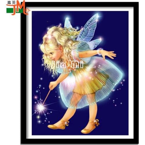 5D DIY Diamond Wall Artwork Painting Fairy Picture Angel Full Round Drill Cross Stitch Bead Work Girl Handmade Home Decoration