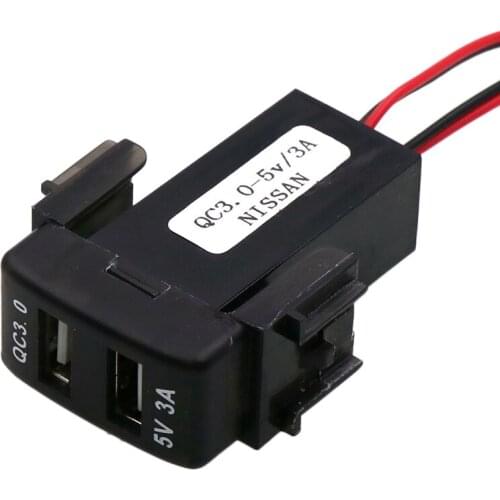 5V3A Car USB Charger QC3.0 Fast Charging USB Interface Socket for Nissan Qashqai Tida X-Rail Sunny NV200
