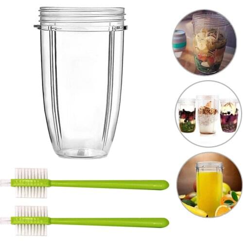 Behogar 1PCS 32OZ Large Capacity Juice Cups 2PCS Cleaning Brushes Blender Replacement Parts Accessories for NUTRIBULLET 600/900W