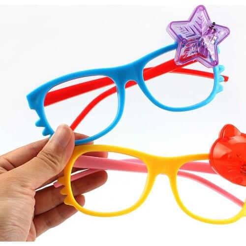 Free shipping 24pcs/lot Cartoon KT Glasses Frame Toy Colorful Cat Decorative Flash Glasses Light Up Eyeglasses Toy Party Gift