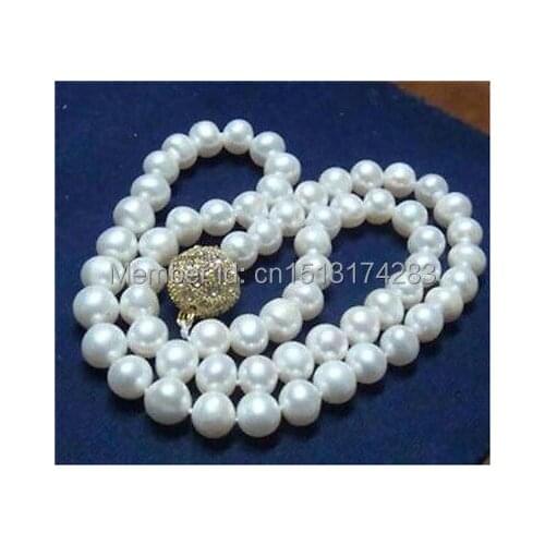 FREE SHIPPING>>> Natural 8-9MM WHITE CULTURED PEARL NECKLACE 18" 36"