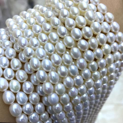 Fine AAAA 100% Natural Fresh Water Pearl White Pink Purple Rice Shape Beads For Jewelry Making DIY Bracelet Necklace 7-8MM