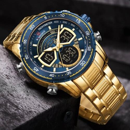 New Mens Watches NAVIFORCE Top Brand Stainless Steel Chronograph Waterproof Sport Date Quartz Watch For Men Relogio Masculino