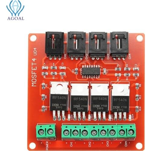 Four Channel 4 Route MOSFET Button IRF540 V4.0+ MOSFET Switch Module For circuits switching DC-LED