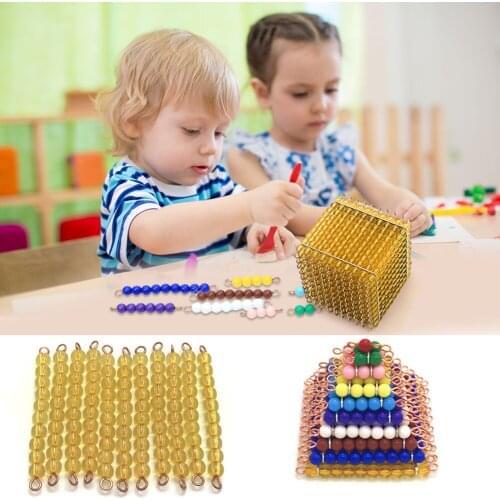 Wooden Stickers Early Learning Toys Decimal Maths Game Set Number Training Golden Beads Toy for Early Education