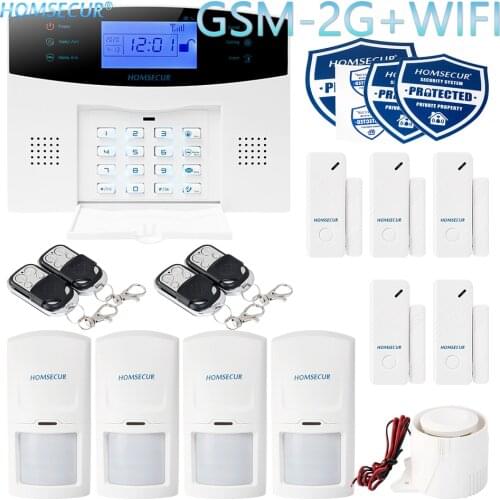 HOMSECUR Wireless&Wired WIFI GSM Home Security Alarm System+4*PIR+Door Sensor