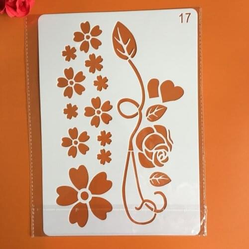 Painting Stencil Scrapbook Coloring Flower Leaf Border Embossing Album Decorative Stencil, A4 29cm, 1PCS drawing stencils