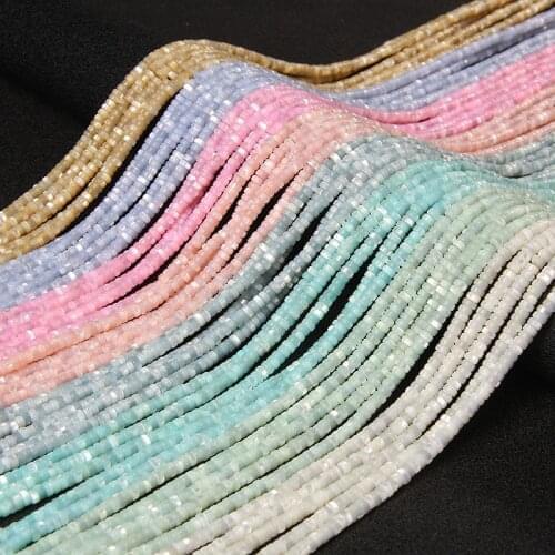 Natural Shell Beads 2x4mm Round Flat Heishi Loose Spacer Beads Colorful Dyed Shell Bead for Jewelry Making DIY Bracelet Necklace