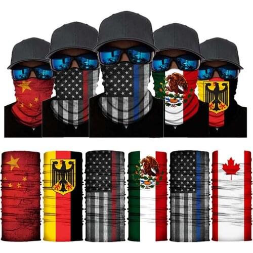 Men Neck Warmer Cycling Motorcycle Face Bandana National Flag Print Tube Scarf Balaclava Headwear Women Neck Gaiter Face Mask