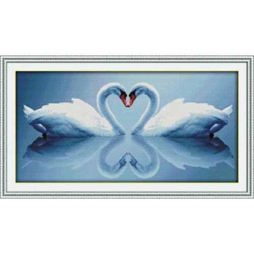 White Swan(3) cross stitch kit 14ct 11ct pre stamped canvas cross stitching animal lover embroidery DIY handmade needlework