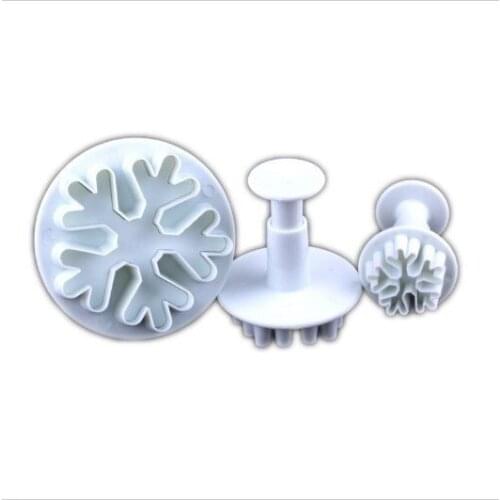 Set of 3pcs Big Snowflake plunger Cutter cake decorating embossing tool