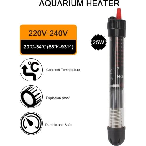Temperature Heater Rod Aquarium thermostat Fish Tank Water Heating EU 220v-240v 25W Adjustable Submersible Heater