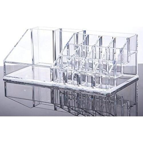 16 Lattices Tabletop Makeup Containers Acrylic Lipstick Organizer Storage for Cosmetic Brush/Eyeliner/Nail Polish Makeup Holder