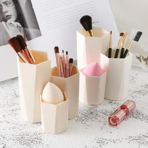 1Pc Plastic Pen Holder Desk Cosmetic Storage Box Lipstick Brushes Organizer Makeup Tool organizador escritorio porta caneta