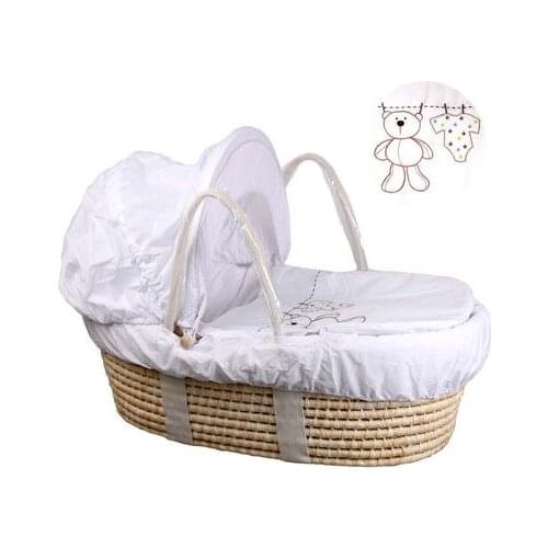 Corn Woven Baby Inner Foldable Crib Portable Infant with Mosquito Net Multifunctional Travel Carry-on Nest Cradle Basket Props