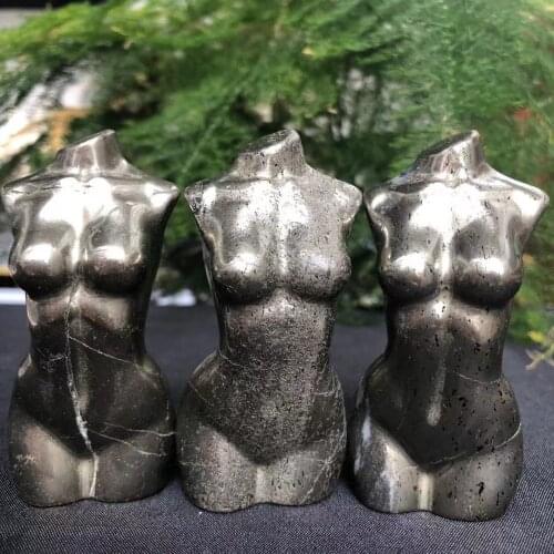 Pc 160-180g Natural Pyrite Female Model Statue HandPolished Home Office Reiki Energy Decoration Products