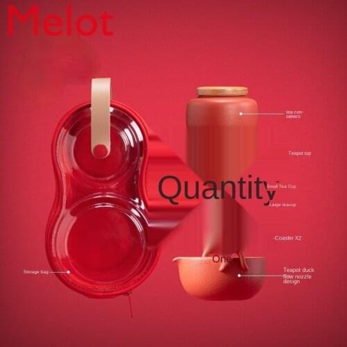 Portable Travel Tea Set Suit Small Set Red One Pot Two Cups Hand Gift Simple Portable