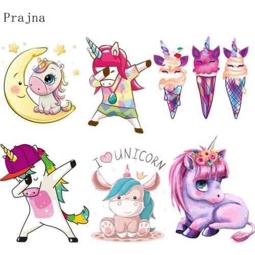 Prajna Cartoon Transfer Iron On Unicorn Transfers For T Shirt Kids Heat Transfer Patches For Clothing Stickers Stripe On Clothes