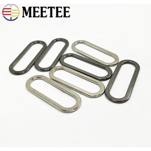 10pcs Meetee 20-60mm Alloy Belt Loop Buckles Flat O Oval Ring Buckle for Backpack Bag Strap Dog Collar Garment Webbing Accessory